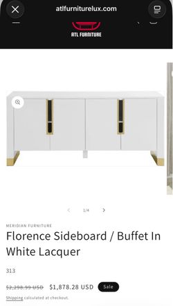 Meridian Furniture Florence Sideboard White Lacquer