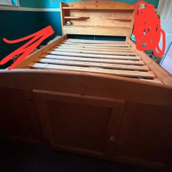 Wooden Bed Frame And Desk/Vanity (full/double)
