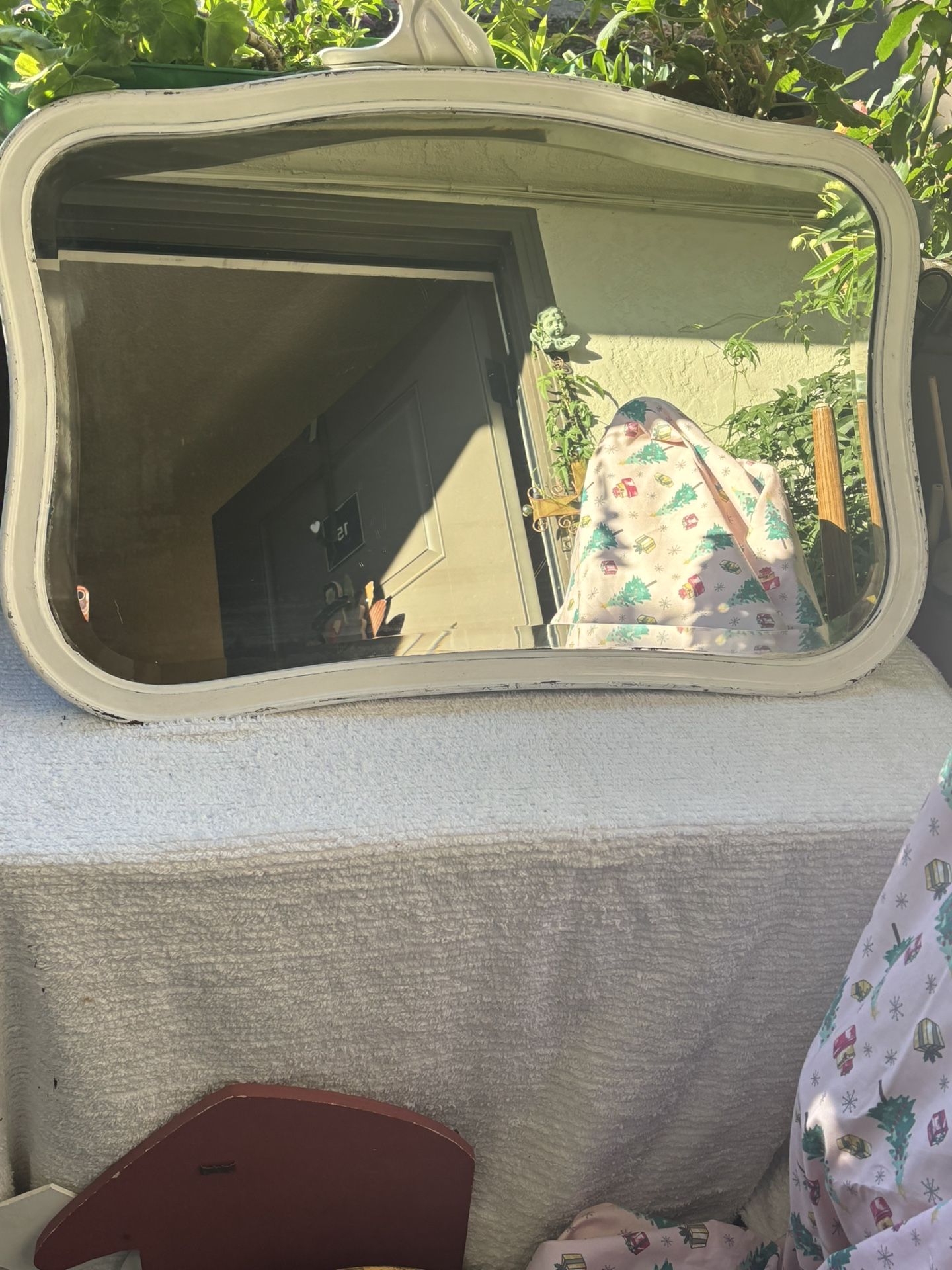 Mirror Beveled Vintage White Wood Frame
