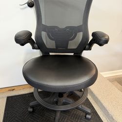 Brand New Black Mesh Back Height Adjustable Drafting Chair w/Flip Up Armrests & Adjustable Lumbar 