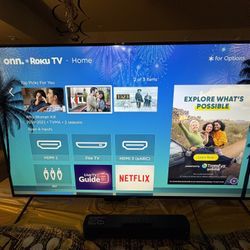 65’ Inch Onn. Roku Smart Tv & Onn Sound Bar