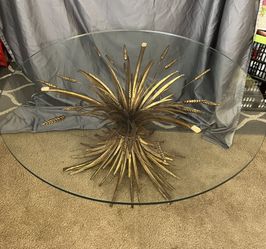 Mid Century Gilt Metal Sheath Of Wheat Coco Chanel Coffee Table 