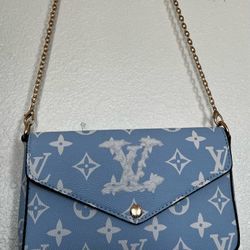 Lv Blue Crossbody With Two Wallets 