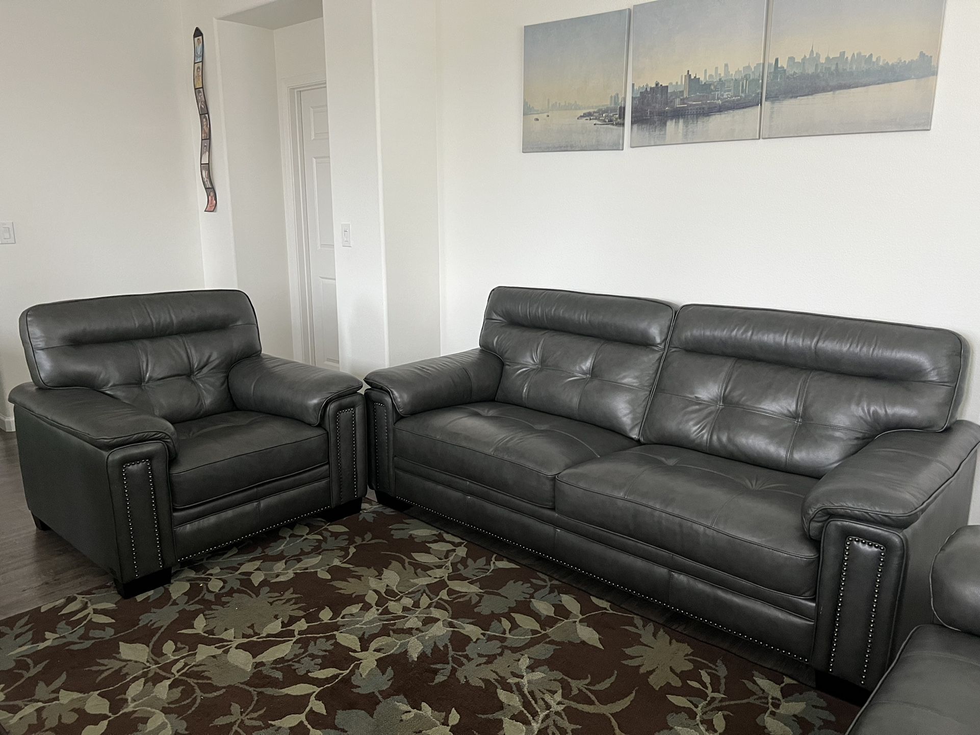 Harrison 3piece Leather Set Sofa, Loveseat, Chair for Sale in