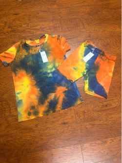 Orange Tye Dye Biker Short Set