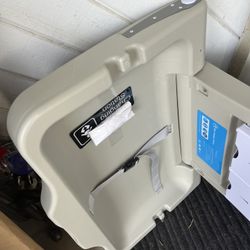 Baby Changing Station Wall Mounted Baby Changing Table Foldable Diaper Changing Unit Commercial Restrooms Horizontal HDPE Meterial with Safrty Strap W