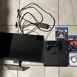 Sony PlayStation 4 Slim 1TB Console Bundle With Monitor 8 Games 1 Controller