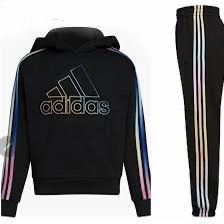Adidas Girls 2-Piece Active Set Black Sweatshirt & Jogger Pants Size
