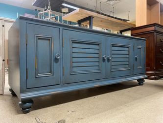 Distressed Teal TV Stand w/ Storage Drawers