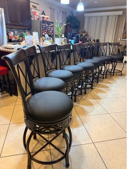 set of 9 beautiful heavy metal bar stool