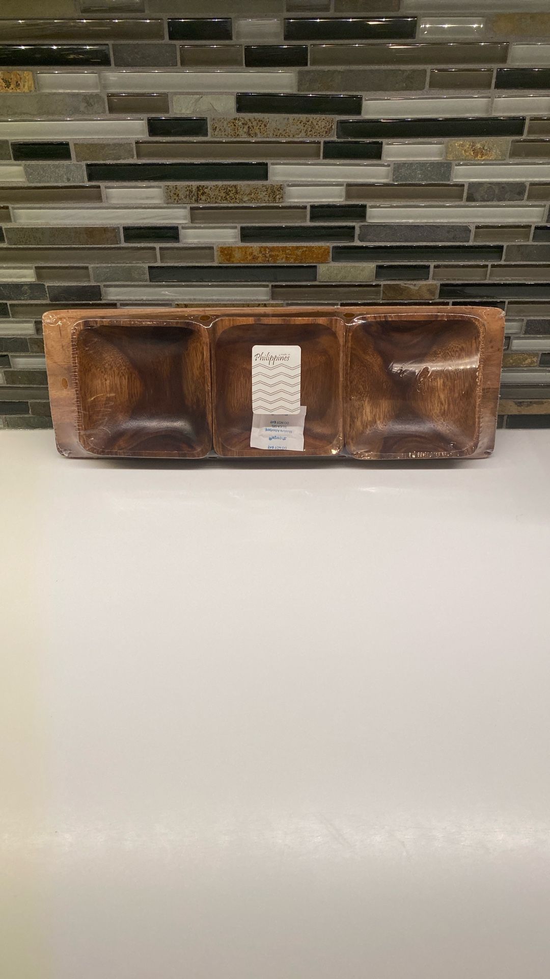 Wood Tray With 3 Bowls