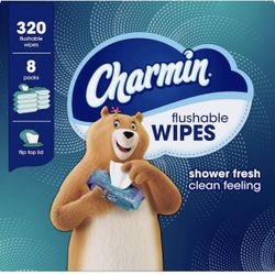 Charmin Flushable Wipes, 320 Total Wipes (8 Packs of 40)