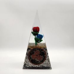RoseGuard Orgonite Pyramid – EMF Protection, Energy Cleansing, Unique Handmade  with Shungite, Obsidian, Agate & Copper Coils




