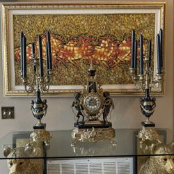 franz hermle imperial brevettato mantel clock set