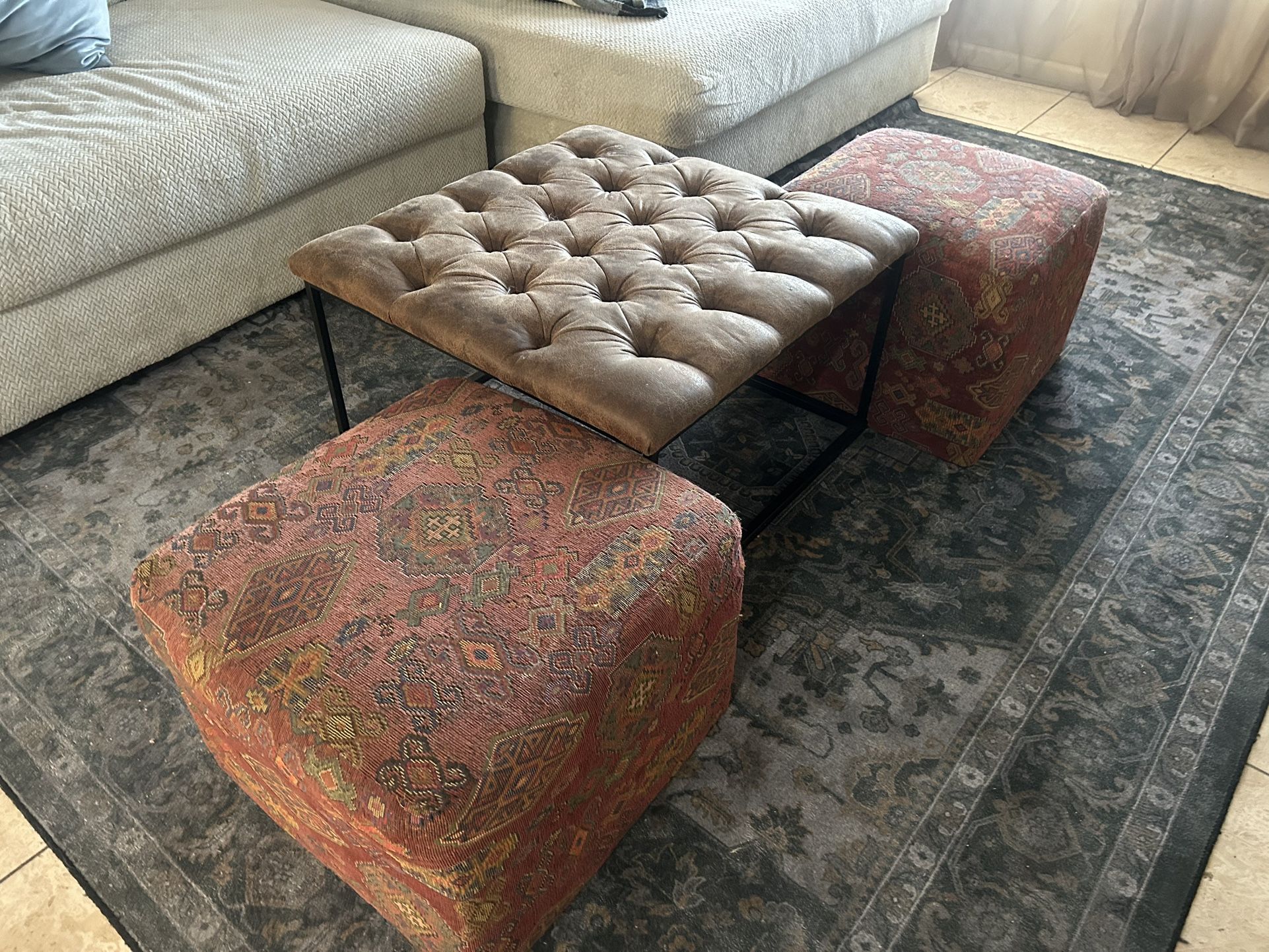 Coffee Table And Ottomans