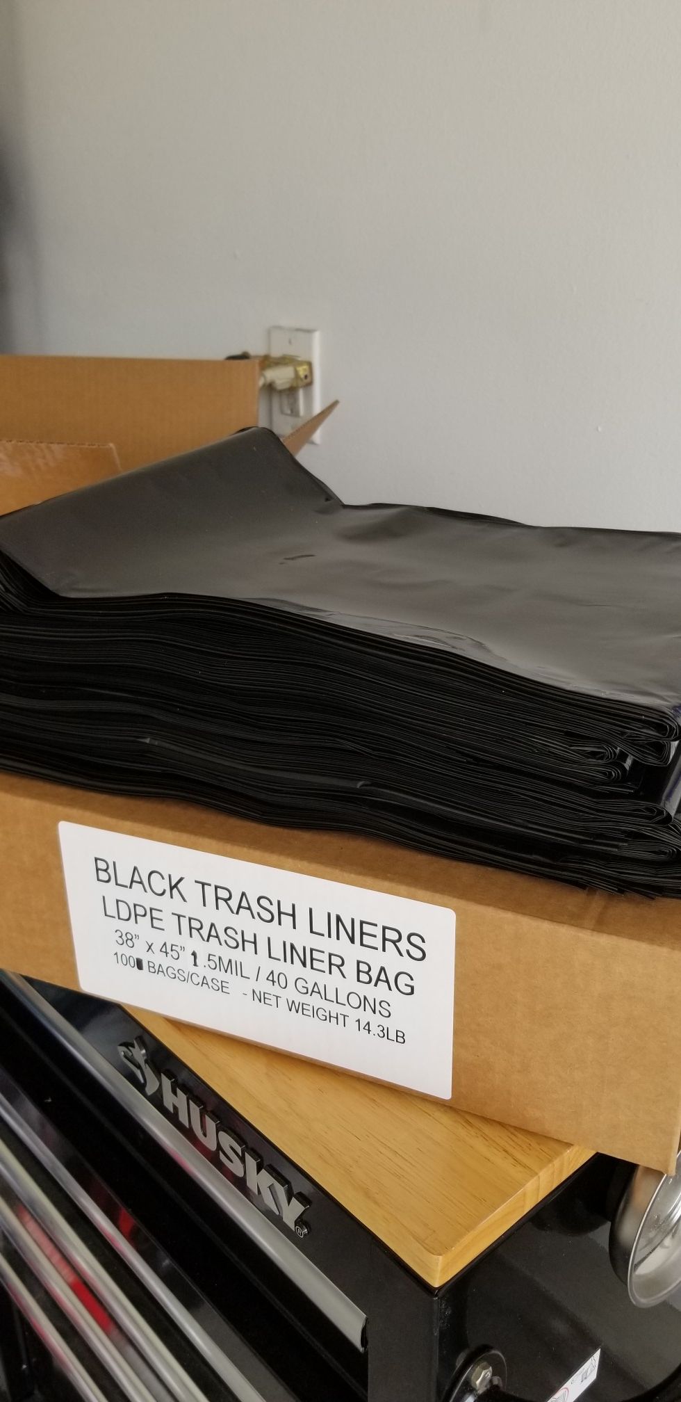 Black trash bags can liners 40/45 gallons 1.5mm