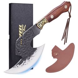 Viking Knife Butcher Meat Cleaver Cutting Boning Knife Chinese Kitchen Axe with Sheath for Home & Outdoor BBQ Camping