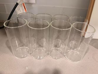 Set of 8 Clear Glass Drinking Glasses