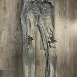Ksubi Van Winkle skinny jeans featuring a distressed, light-wash denim #denim #ksubi