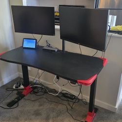 Standing Auto Adjustable Desk + LG 24" QHD IPS / LG 27" UHD IPS monitors 