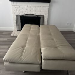 2 Futons White leather 