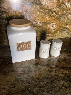 Canister And Salt And Pepper Shaker Set