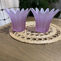 Partylite Frosted Glass Purple Starburst Votive Candle Holder 2