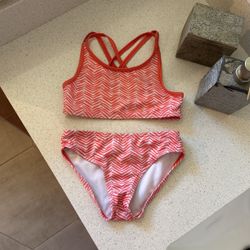 Coral & White Gymboree Bikini (Size Small 5/6)