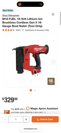Milwaukee Gauge Brad Nailer