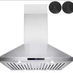 AKDY 30 in. Convertible Kitchen Island Mount Range Hood in Stainless Steel with Touch Control and Carbon Filter
