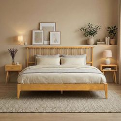 King Size Solid Wood Bed Frame + Kingsdown Mattress - Excellent Condition