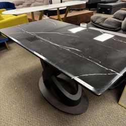 Black marble top table with metal stand 28*51*28.5