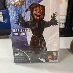 SPIRIT HALLOWEEN BOYS BOBBLEHEAD PUMPKIN COSTUME SZ MEDIUM 8-10