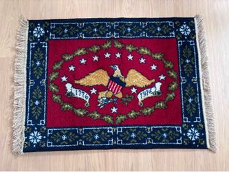 Patriotic 1976 Bicentennial Americana Eagle Rug Deering Miliken 2’10” X 4’4”