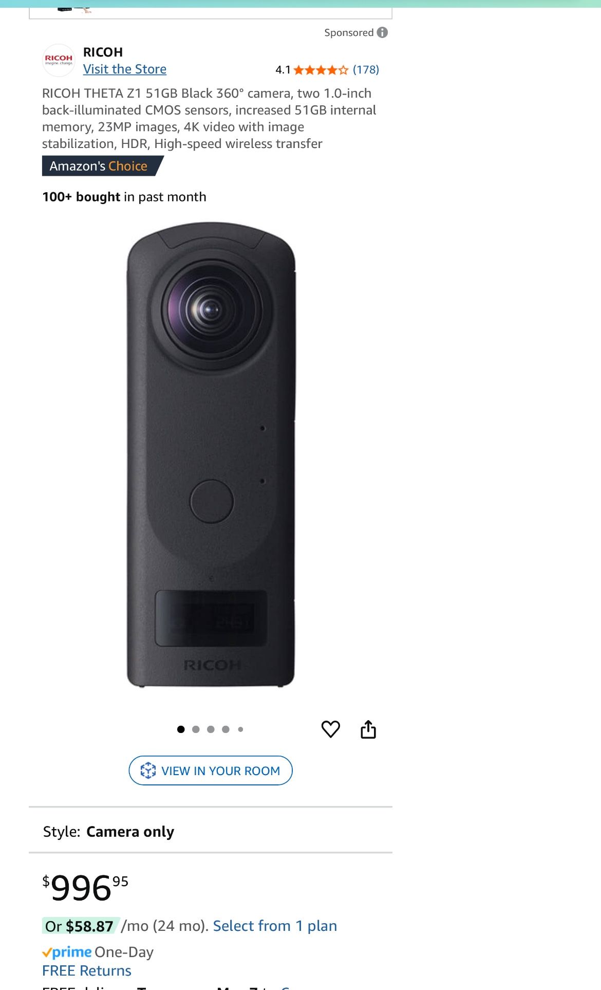 RICOH THETA Z1 51GB Black 360° camera