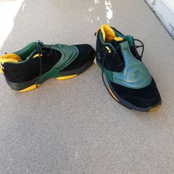 Size 11 And A Half . Retro Iversons Black Suede And Olive Green And Bumble Bee Yellow 
