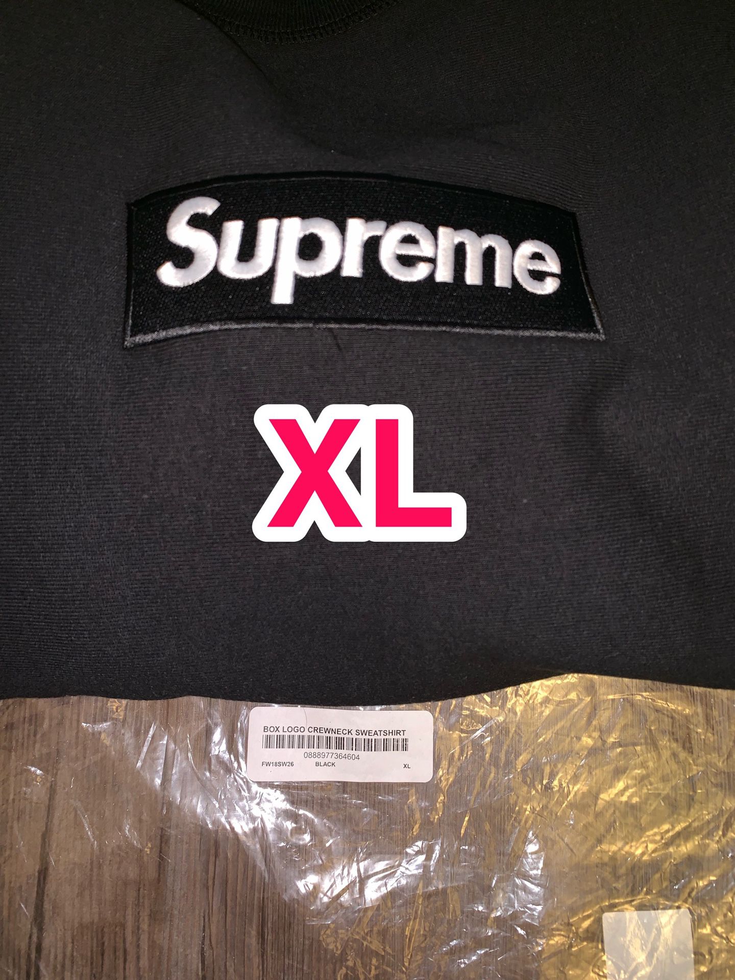 Brand New Supreme Box Logo Crewneck Sweatshirt Black XL