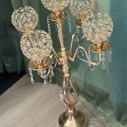 4 Pcs 5 Arm Crystal Candelabra Centerpieces for Tables 27 Inch Tall Crystal Candle Holders Bowl Cand