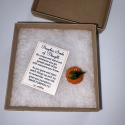 Hallmark Glass Orange & Green Pumpkin Charm