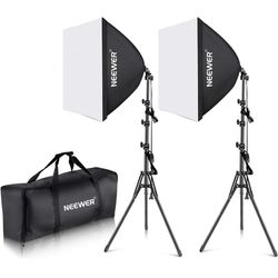 NEEWER 700W Equivalent Softbox Lighting Kit, 24x24 inches Softboxes with E26 Socket, Photography Continuous Lighting Kit Photo Studio Equipment
