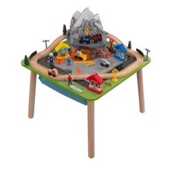 Rocky Mountain Wooden Train Set and Train Table with 50 Accessories, New In Box