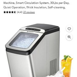 Nugget Ice Maker Countertop, TaoTronics Pebble Ice Machine, Smart Circulation System, 30Lbs per Day, Quiet Operation, Thick Insulation, Self-cleaning,