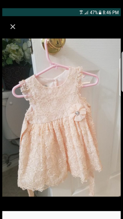 Baby girl blush gold trim dress