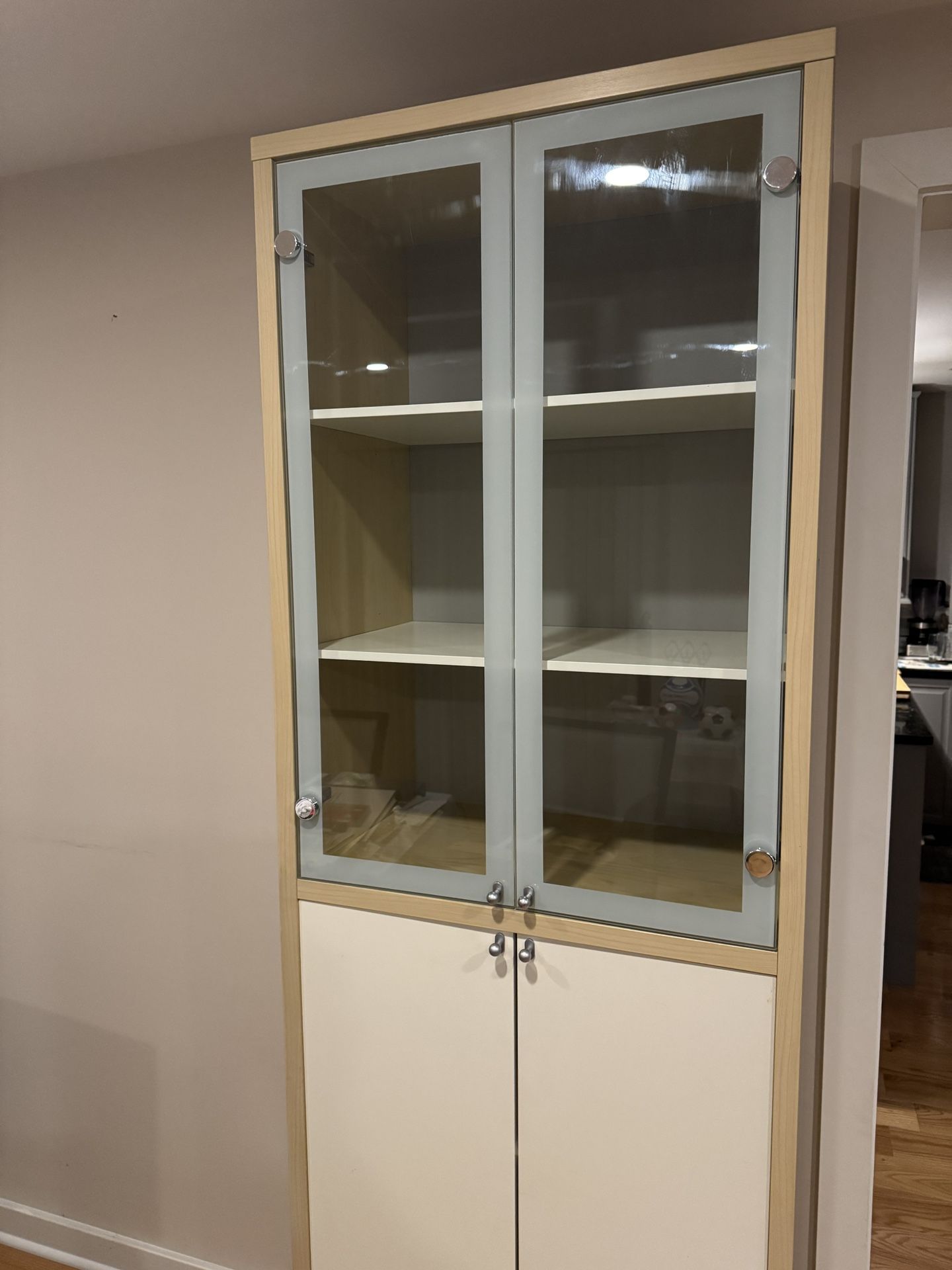 Bookcase With Glass Doors And Tv Cabinet With Shelves