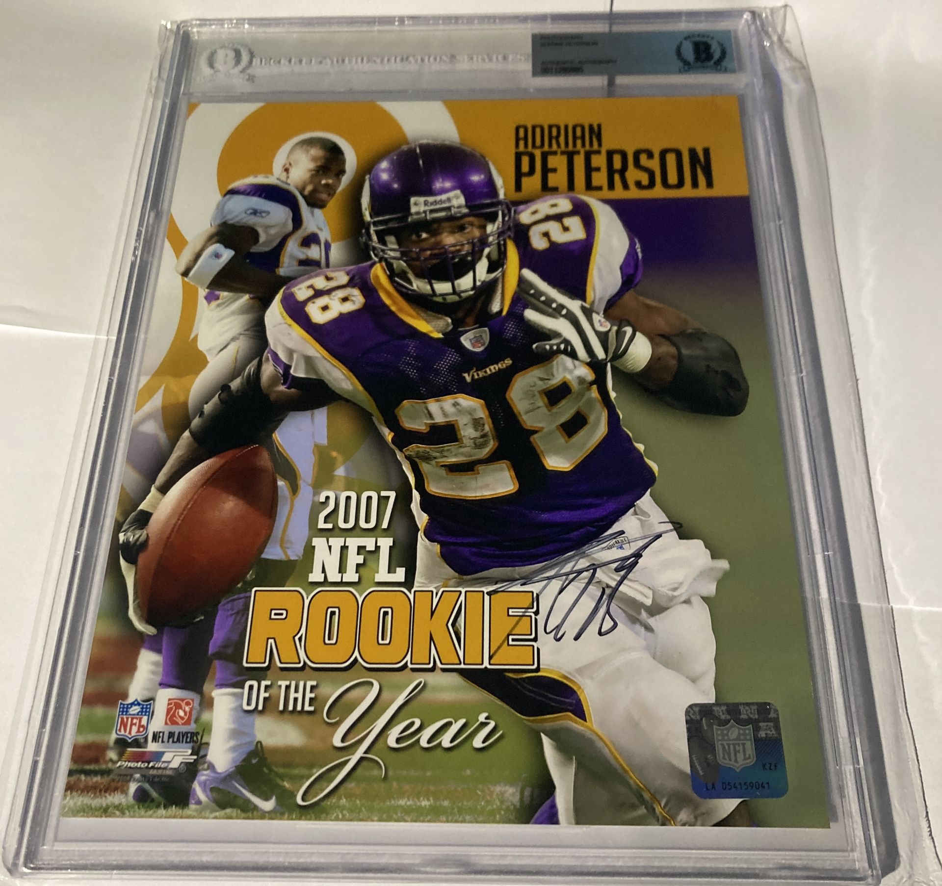 Adrian Peterson Encapsulated Autograph Signed Photo Beckett Authentic Vikings