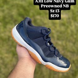 Jordan 11 Low Navy Gum Like New Size 13
