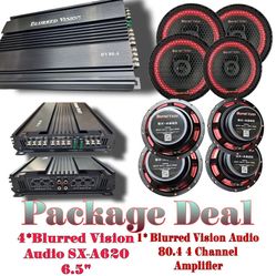 Blurred Vision Audio Package Deal 1* 80.4 4 Channel Amplifier+4*Blurred Vision Audio SX-A620 6.5"