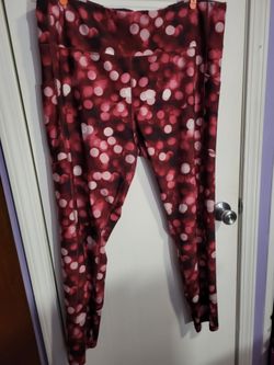 2XL Pink and red polka dot leggings
