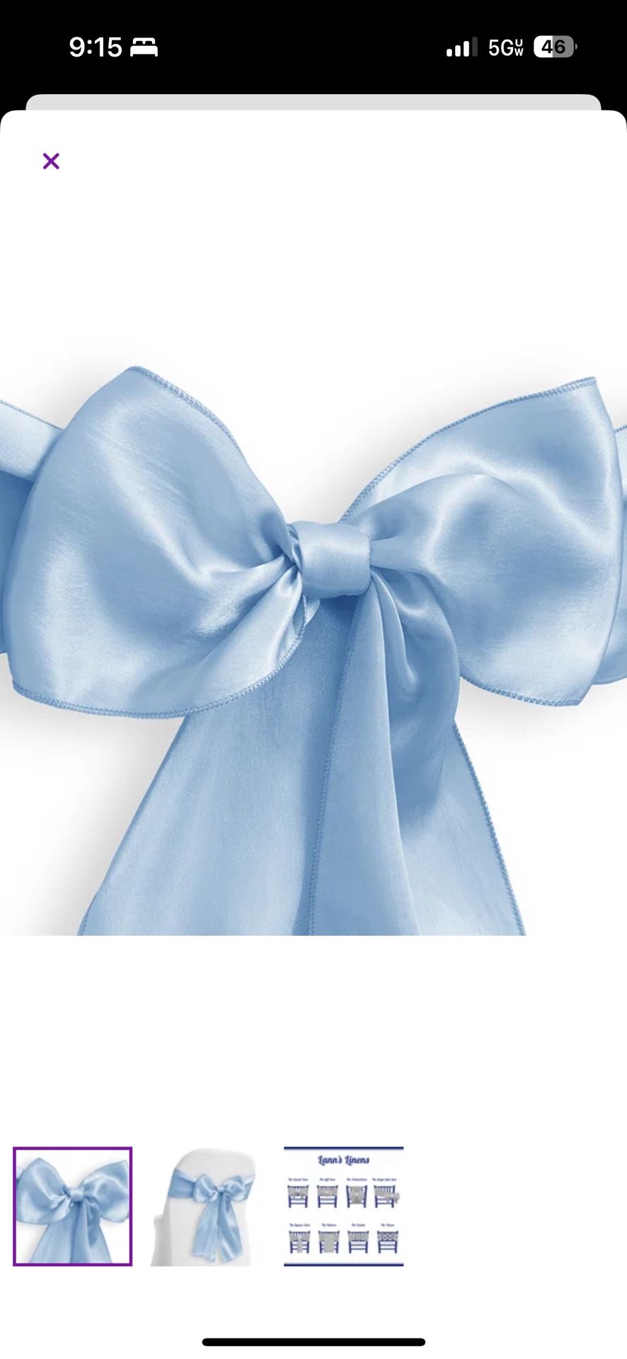 60 Baby Blue Satin Chair Sashes