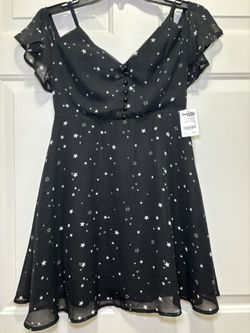 Charlotte Russe NWT  Junior Dress Black White Stars Size Small 